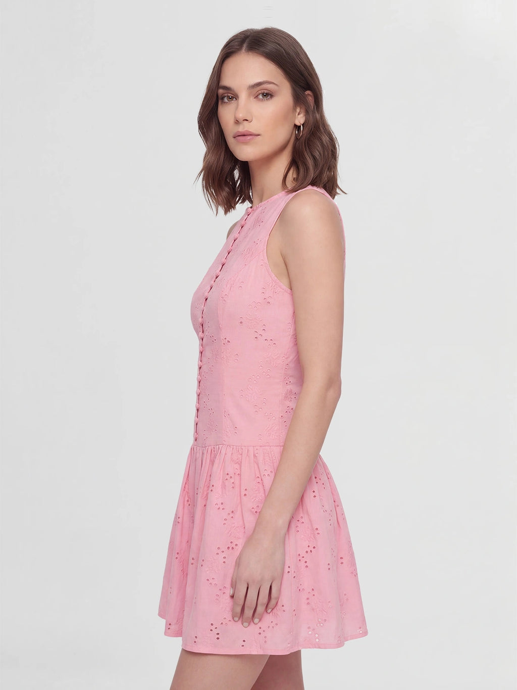 Broderie Eyelet Sleeveless Mini Dress