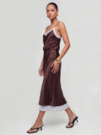 Colorblock Stain Spaghetti Strap Midi Dress