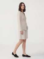 V Neck Linen Blouse Shorts Set