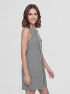 Gingham Sleeveless Linen Fit Flare Dress