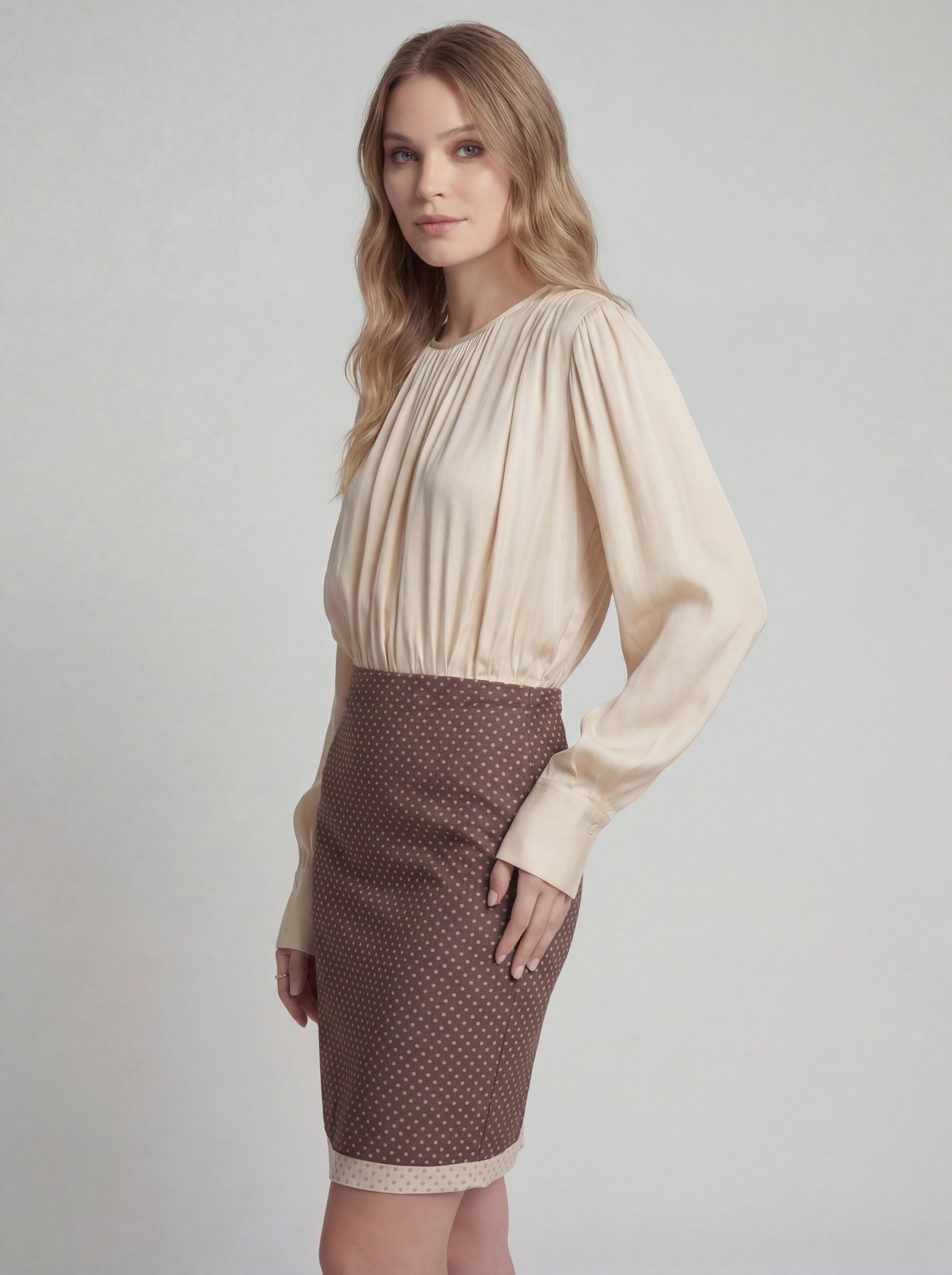 Polka Dot A-Line Knee Length Slip Skirt