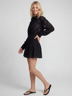 Polka Dot Jacquard Shirt and Mini Skirt Set