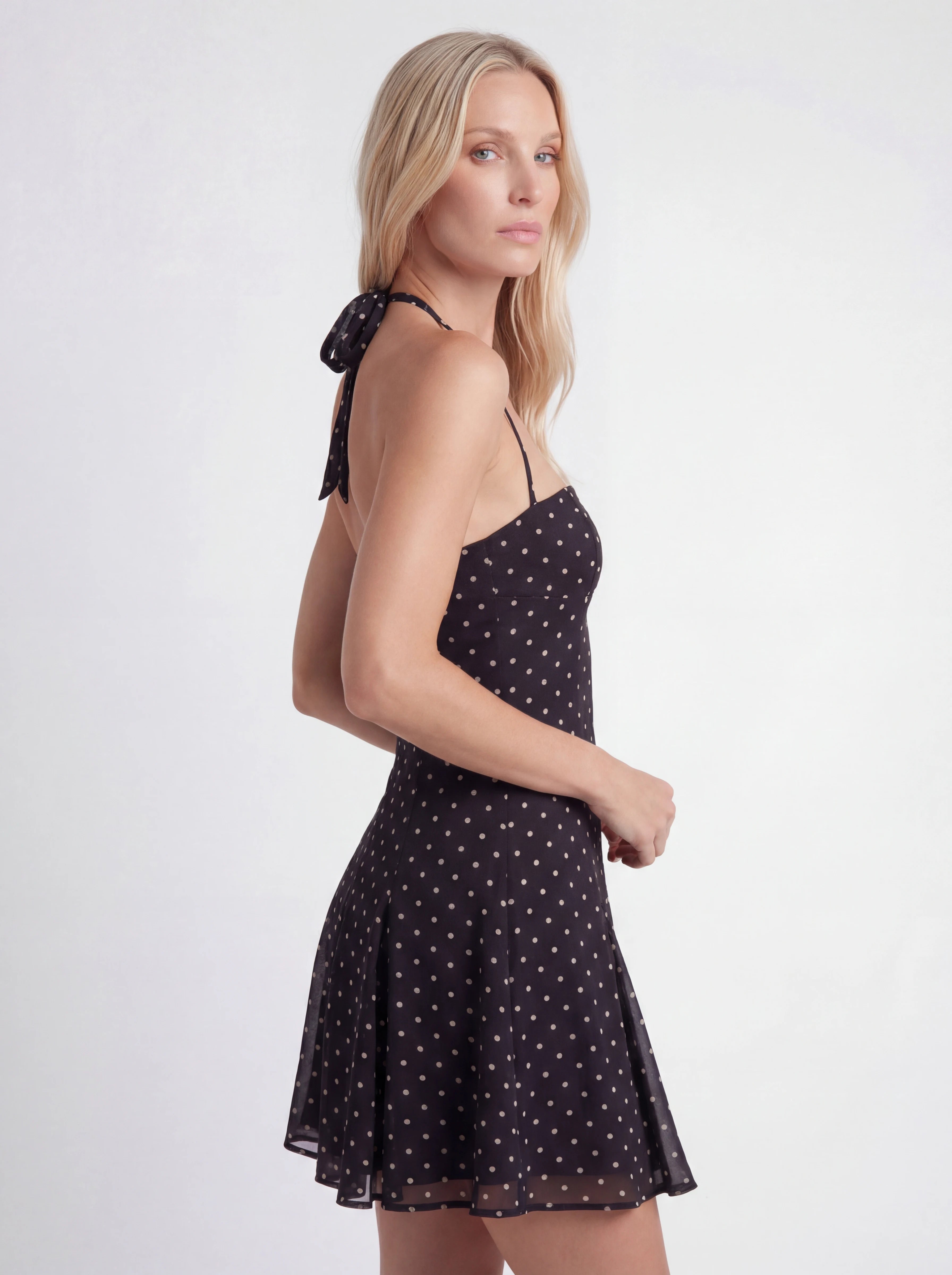 Polka Dot Halter Neck Mini Dress