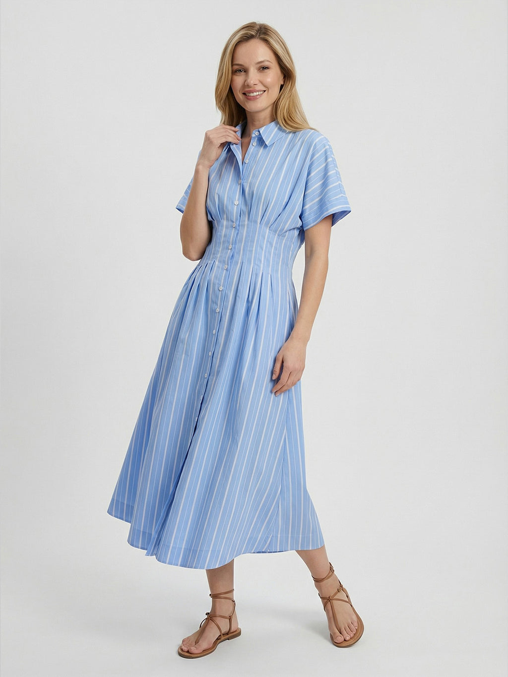 Crisp Cotton Midi Shirt Dress