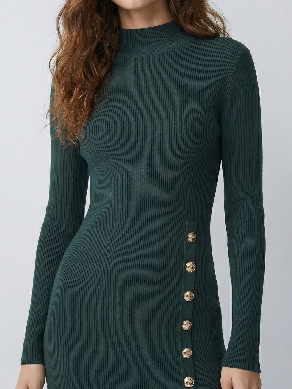 Button Knitted Sweater Dress
