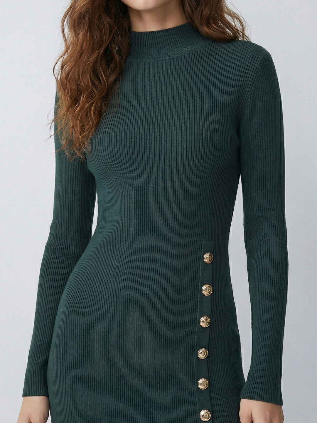 Button Knitted Sweater Dress