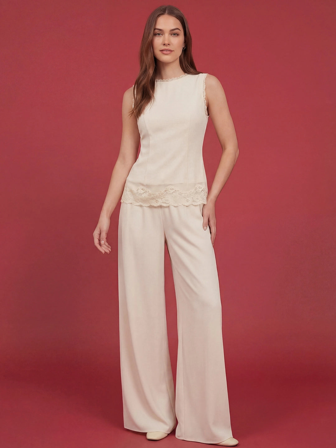 Valentine's Day Exclusive -Lace Trim Jumpsuit Set