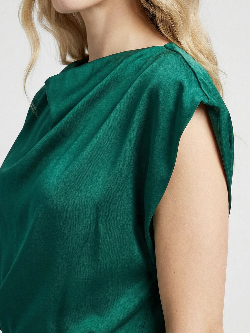 Draped Cowl Neck Loose Fit Sleeveless Mini Dress