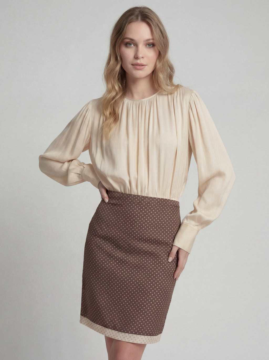 Polka Dot A-Line Knee Length Slip Skirt