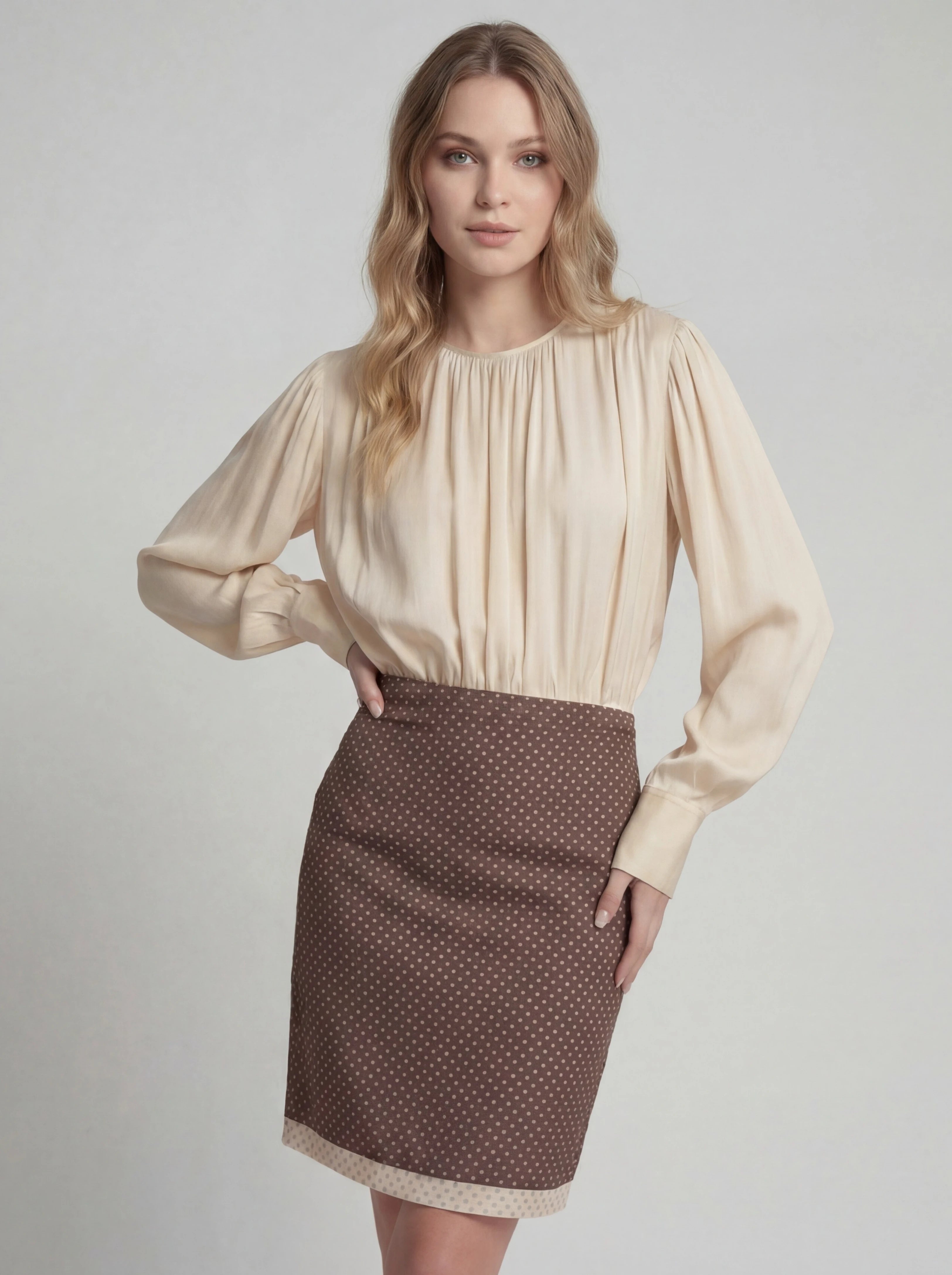 Polka Dot A-Line Knee Length Slip Skirt Main image