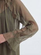 Ruffle Trim Sheer Mini Dress