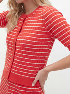 Stripe Knit Button-Front Cardigan