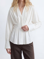 Ruched Cotton Blouse