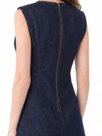 Gold Button Slit Denim Mini Dress