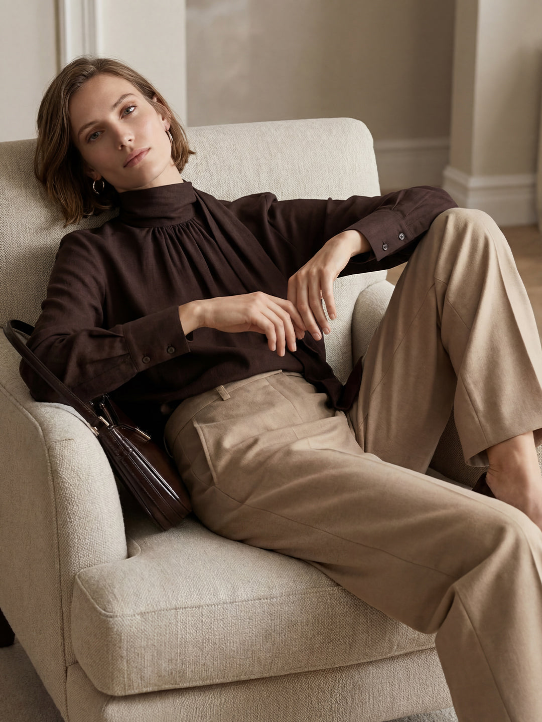 Textured blouse with foulard