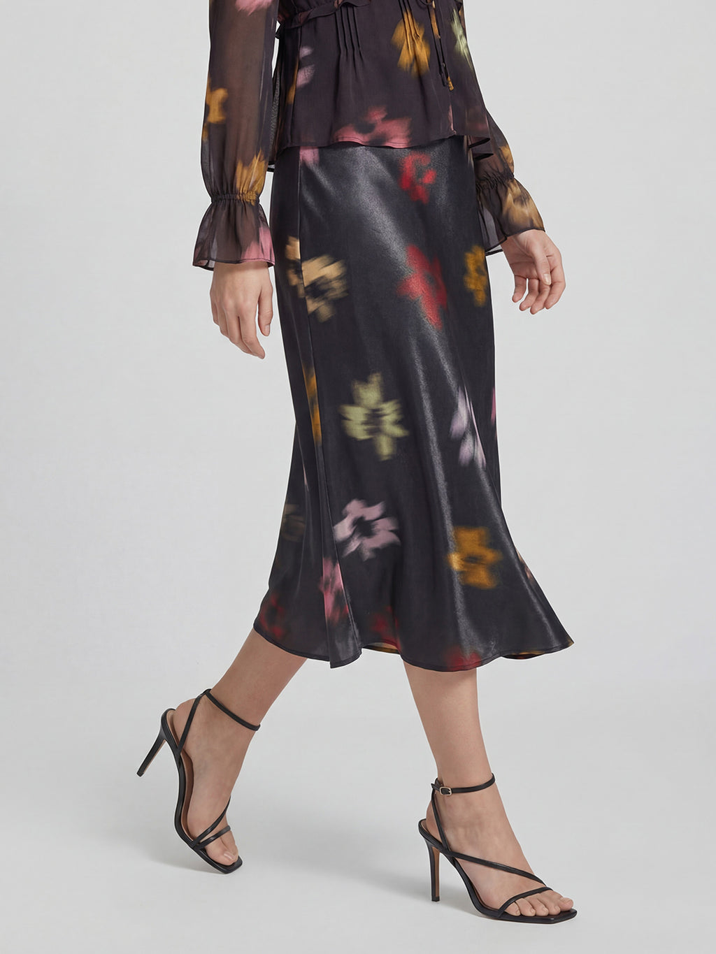 Lustrous Satin Crepe Midi Skirt