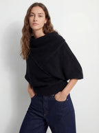 Asymmetric Deep V Back Geometric Wool Sweater