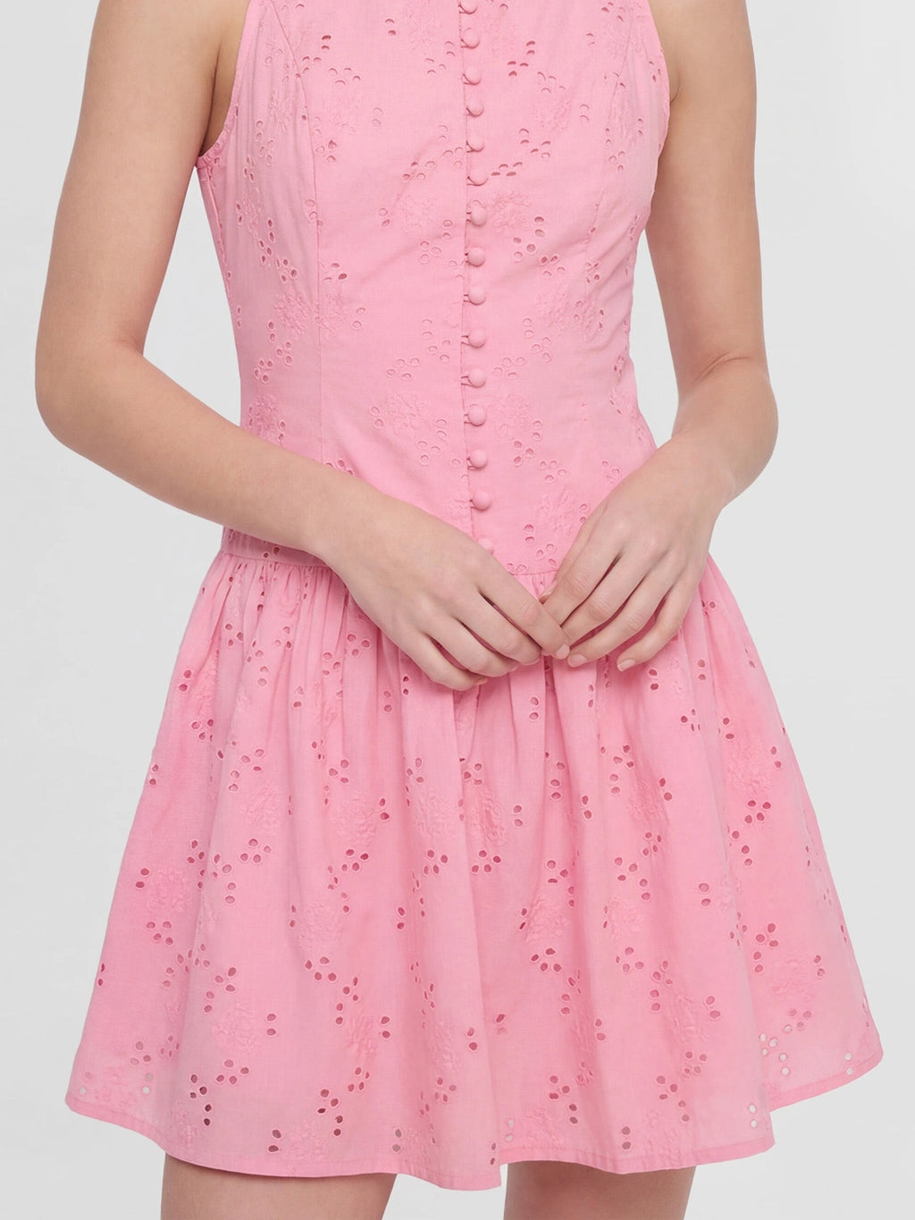Broderie Eyelet Sleeveless Mini Dress