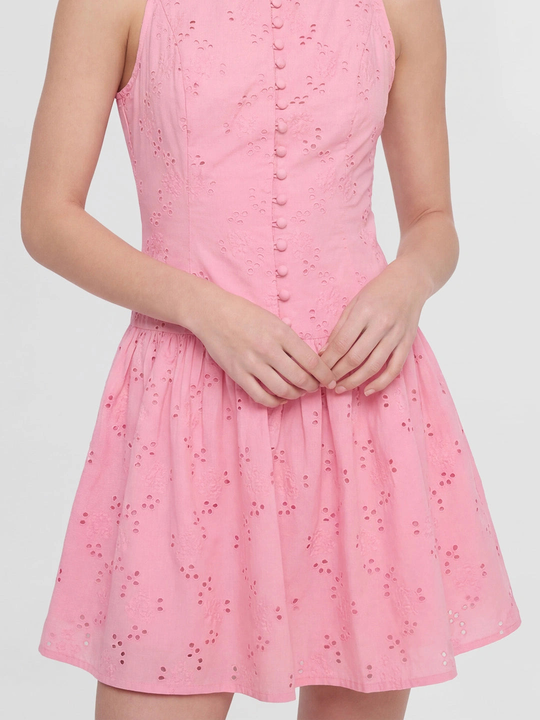 Broderie Eyelet Sleeveless Mini Dress