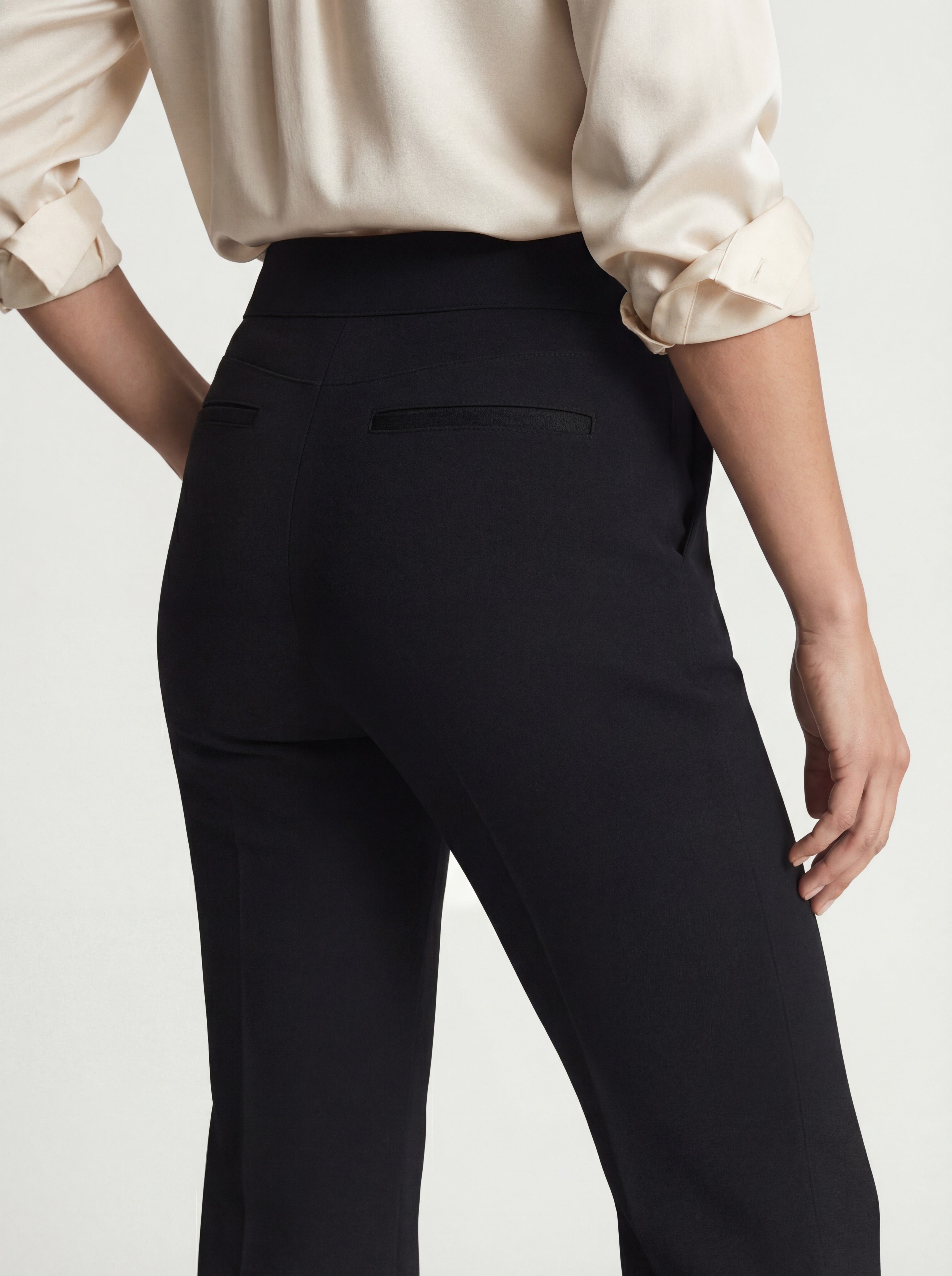 High-waisted pleated straight-leg pants