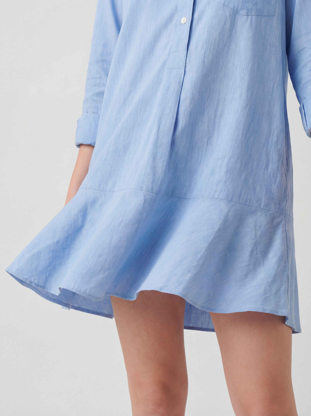 Ruffled long-sleeved shirt dress