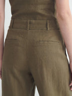 Drawstring High Waist Linen Wide Pant