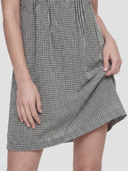 Gingham Sleeveless Linen Fit Flare Dress