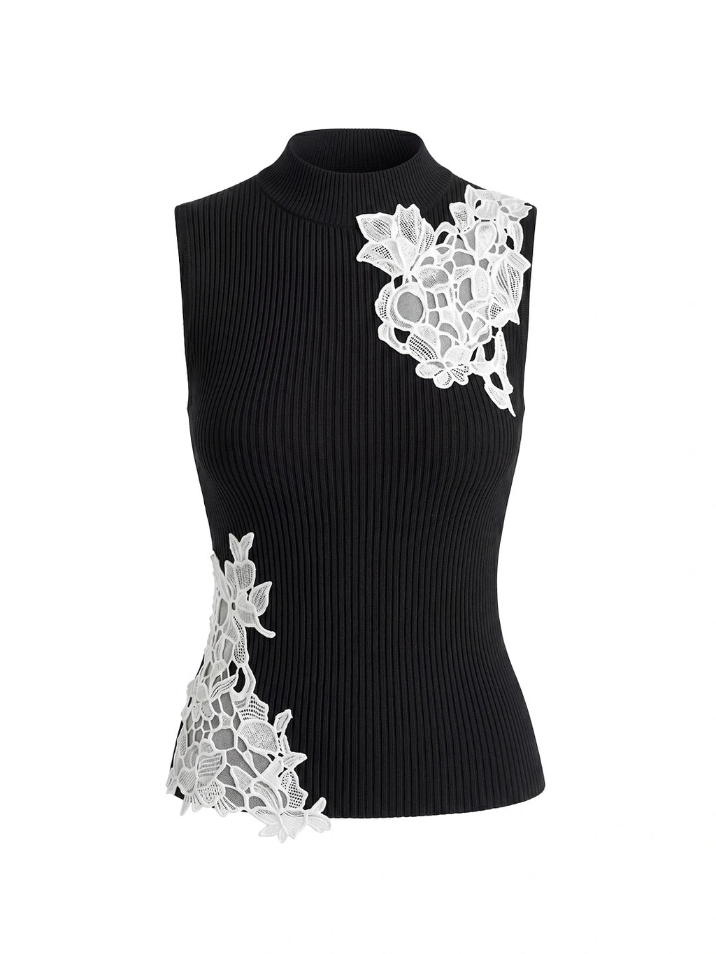 Lace Patchwork Sleeveless Knit Top
