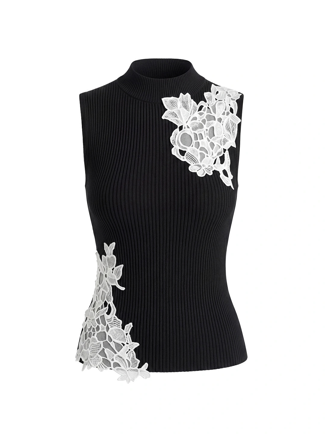 Lace Patchwork Sleeveless Knit Top