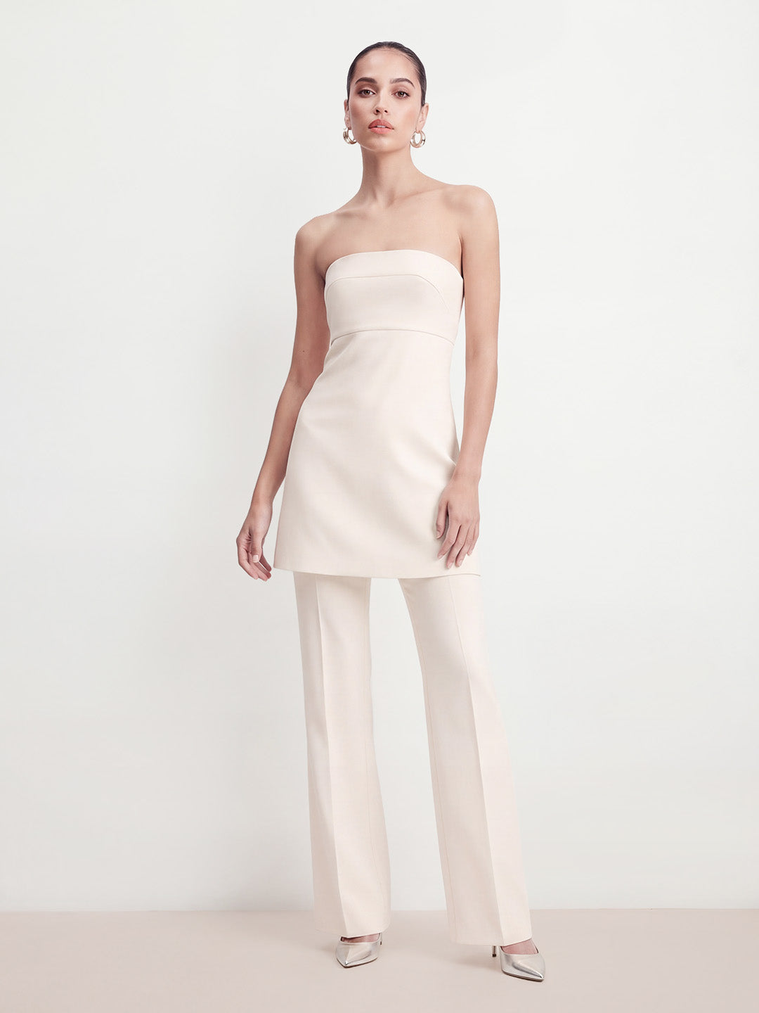 Strapless Mini Top Flare Pant Set
