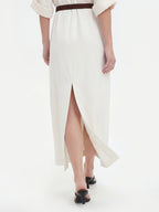 Boat Neck Linen Blend Relaxed Maxi Dress