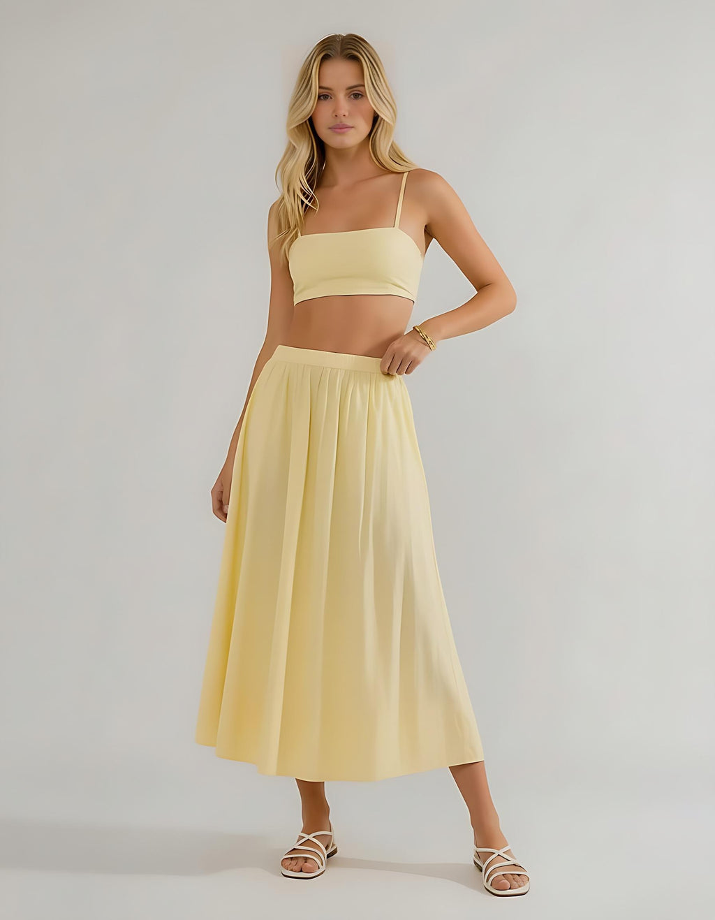 A-line Satin Midi Skirt