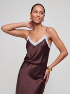 Colorblock Stain Spaghetti Strap Midi Dress