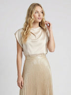 Draped Cowl Neck Loose Fit Sleeveless Mini Dress