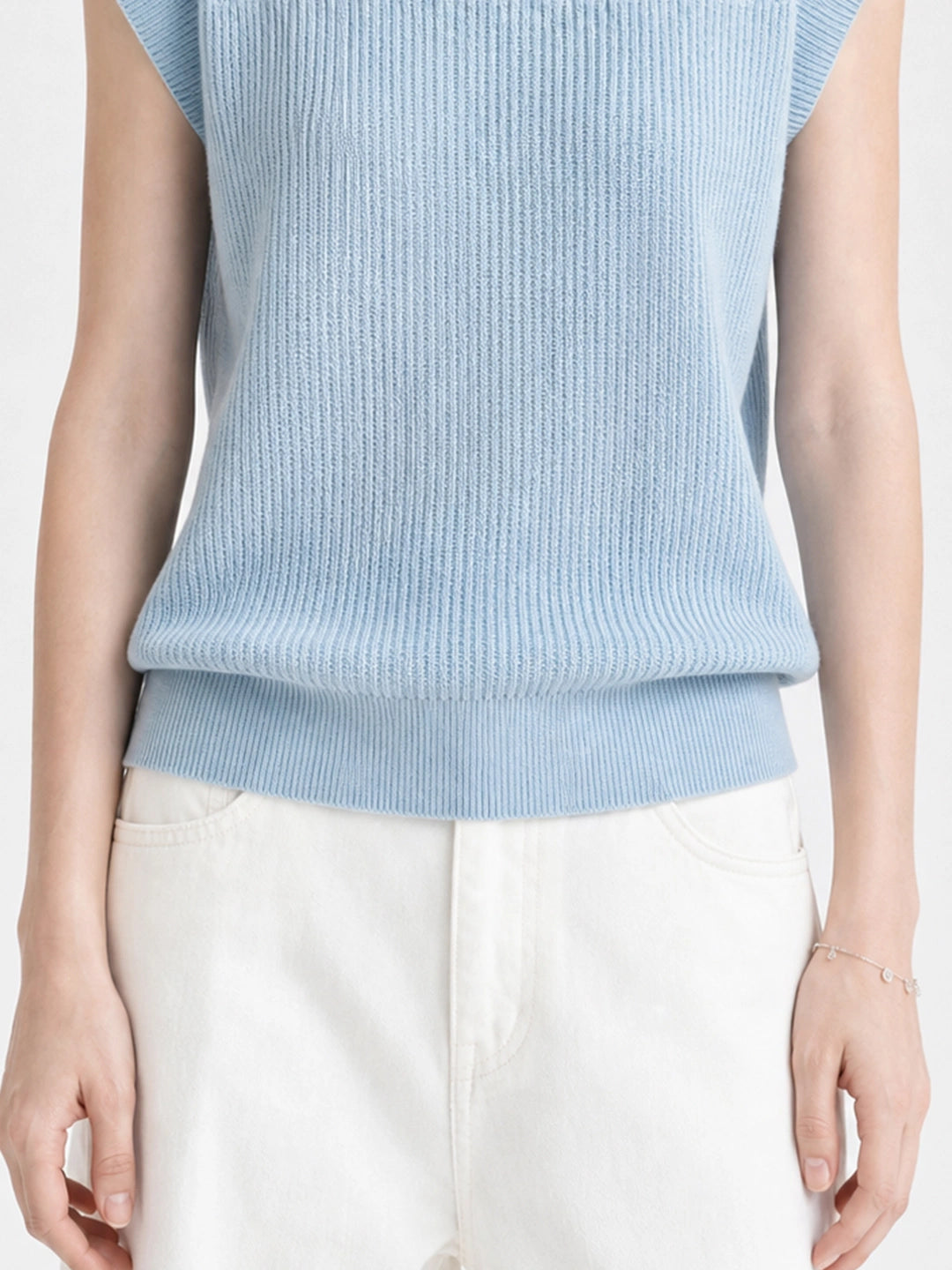 3D Floral Knit Linen Short Sleeve Top