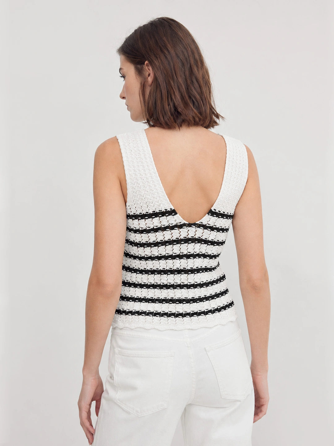 3D Flower Crochet Stripe Knit Top