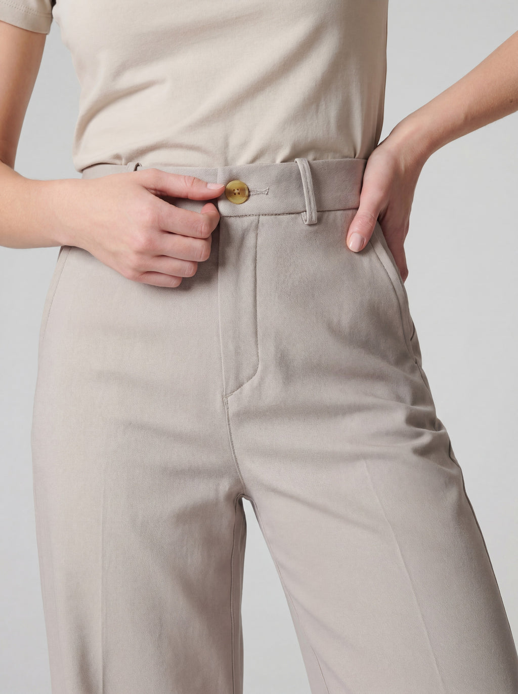 Stretch Twill Wide-Leg Pants