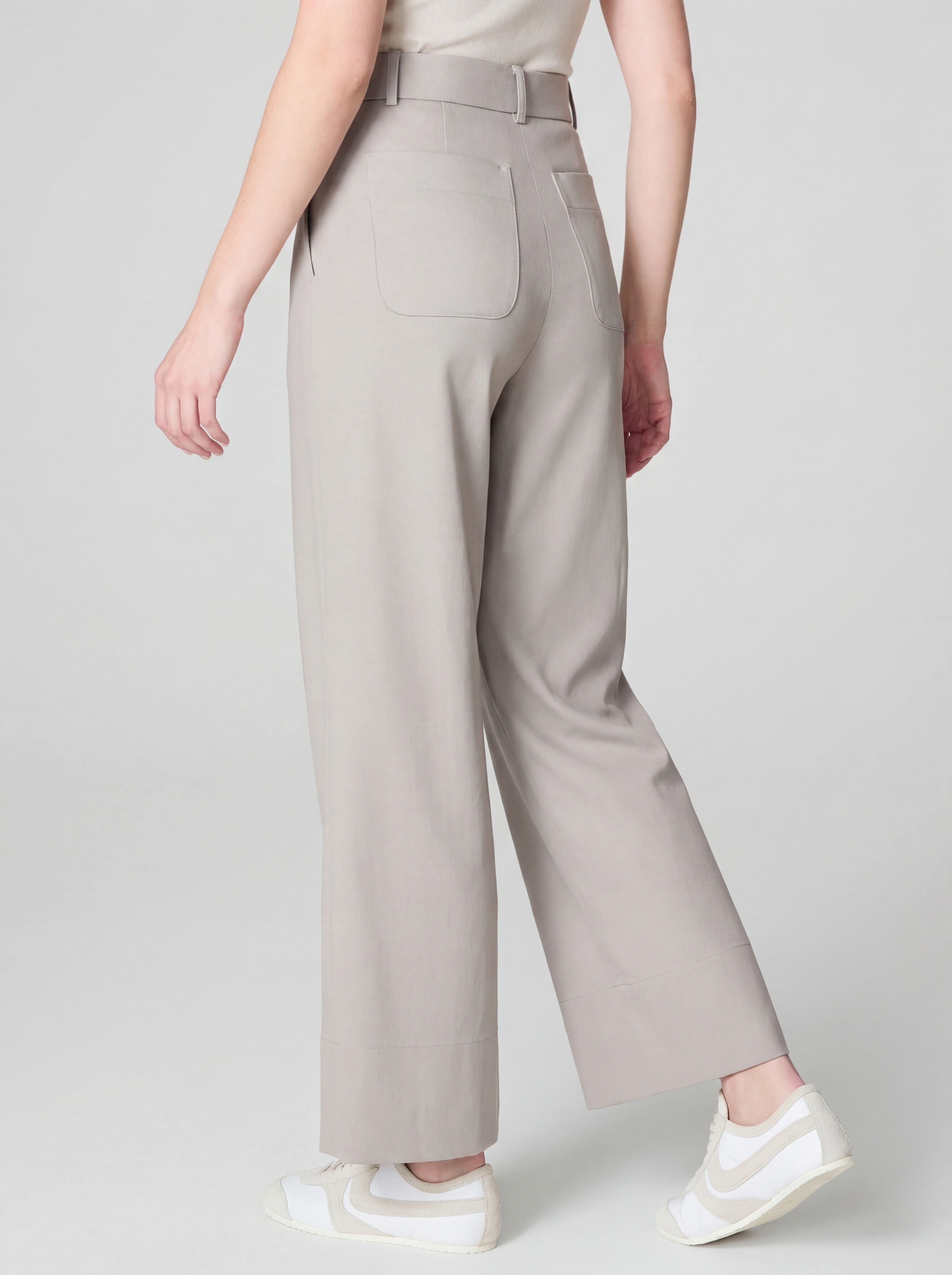 Stretch Twill Wide-Leg Pants