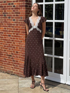 V-Neck Polka Dot Rayon Dress