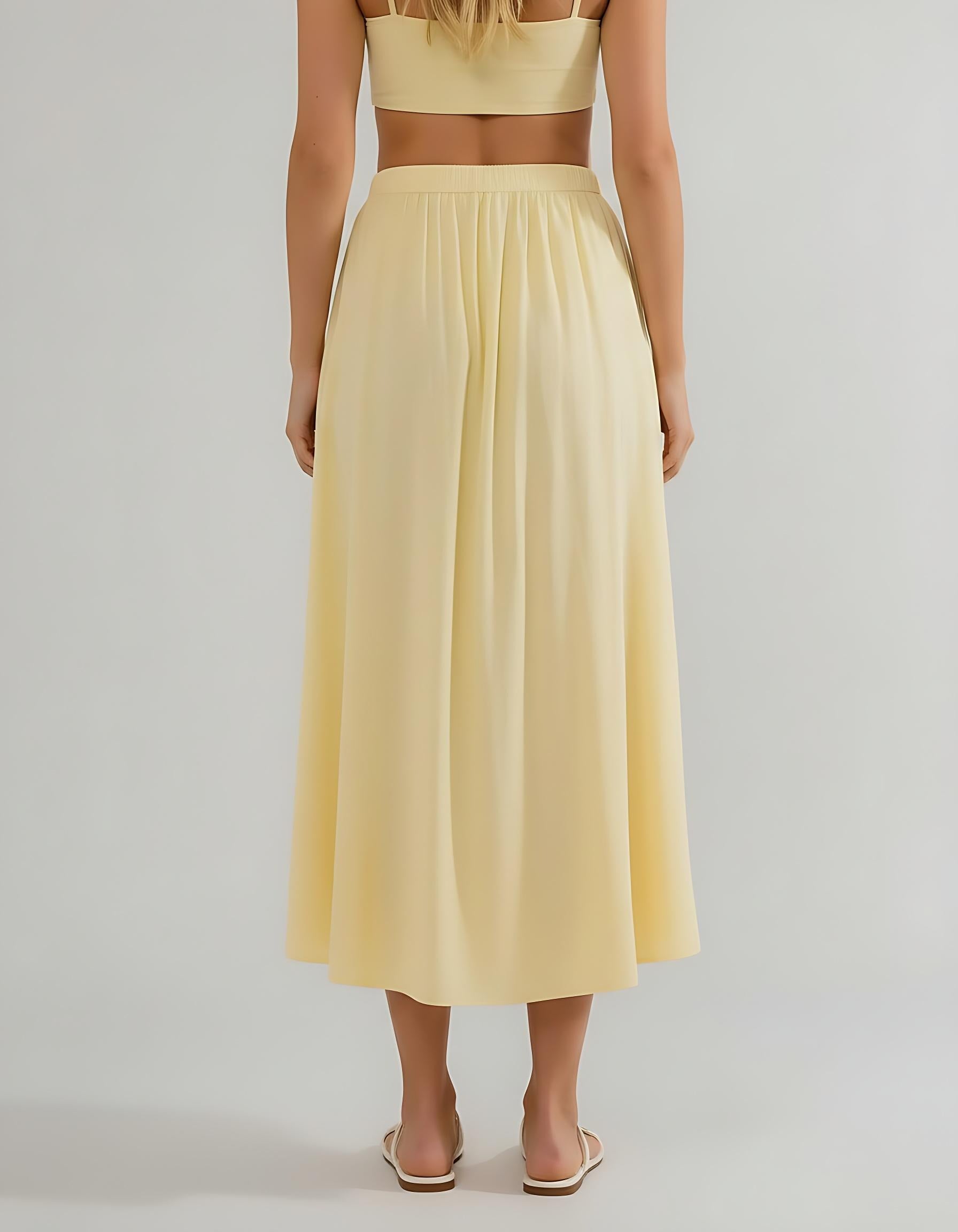 A-line Satin Midi Skirt