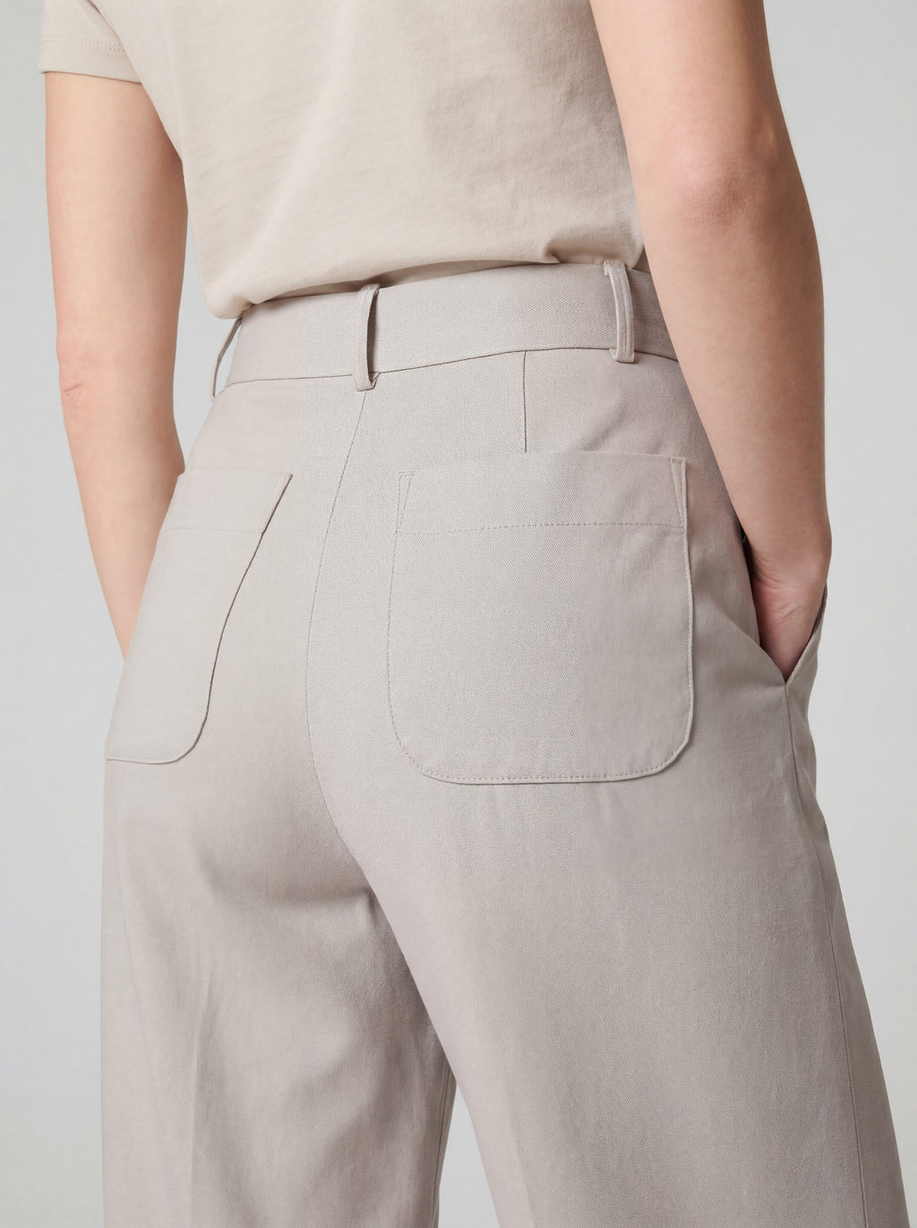 Stretch Twill Wide-Leg Pants