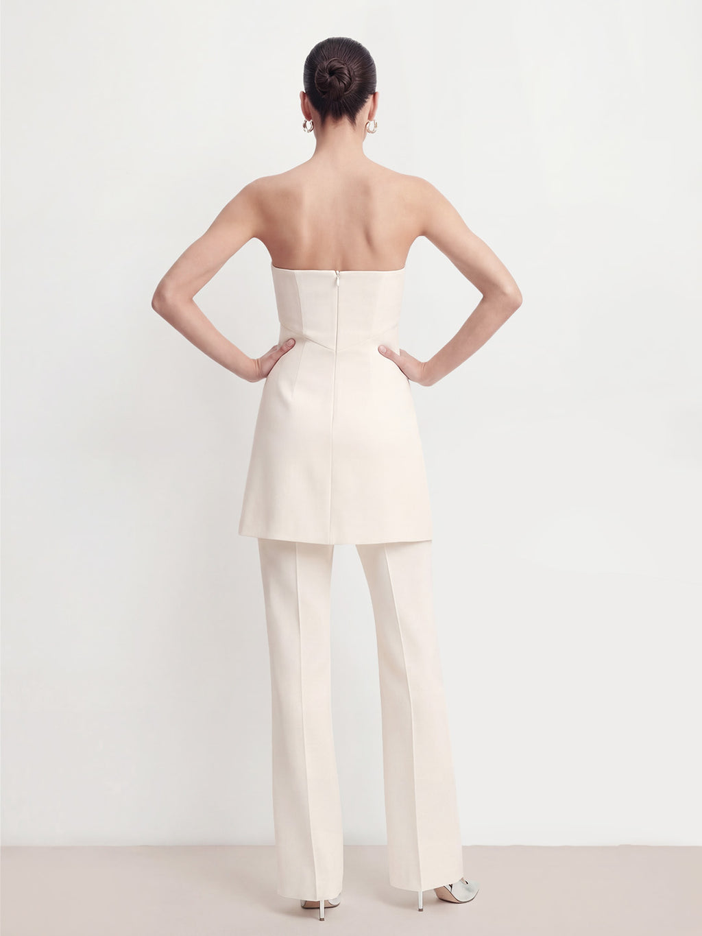 Strapless Mini Top Flare Pant Set