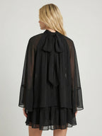 High Neck Loose Fit Long Sleeve Mini Dress