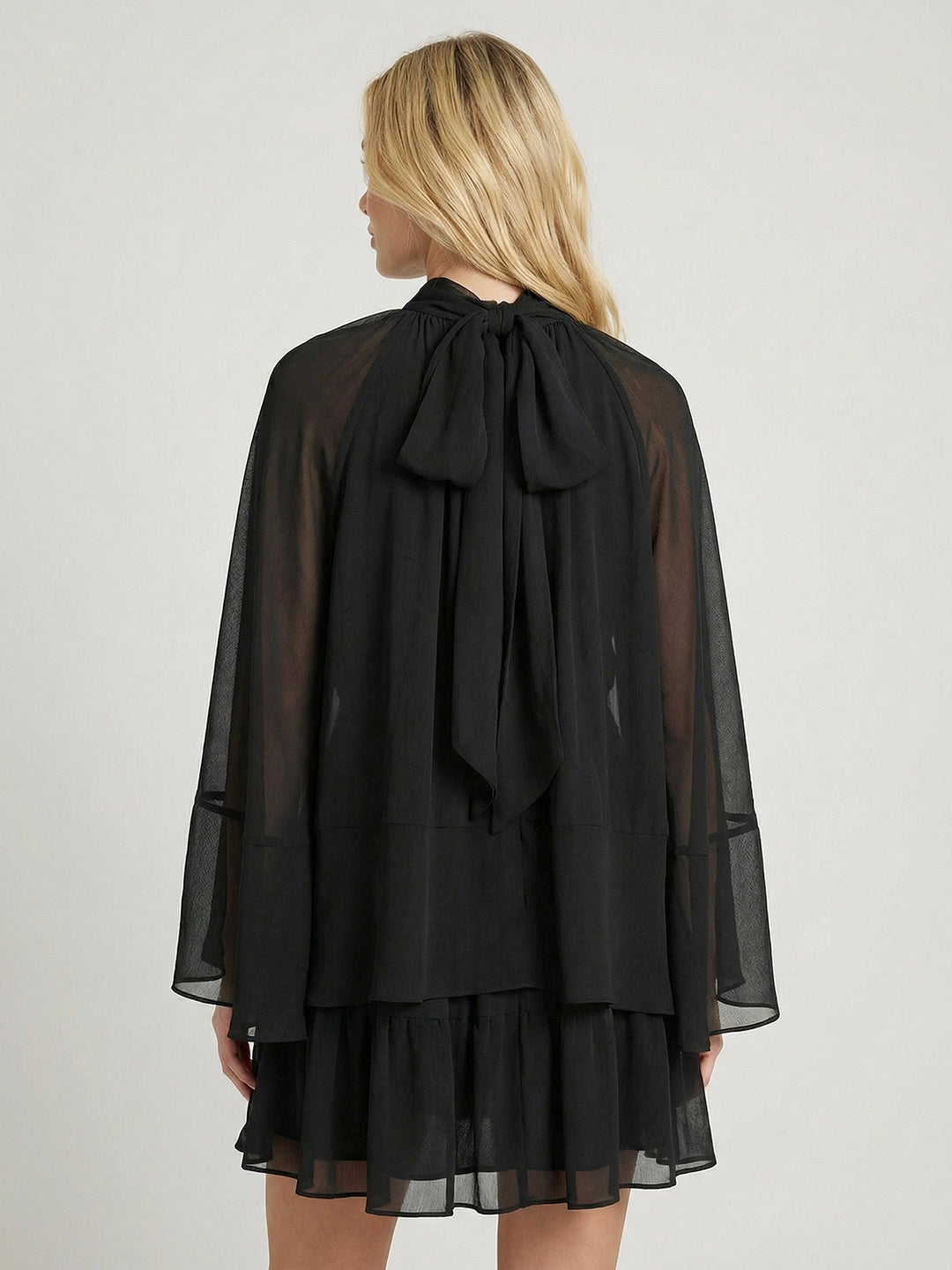 High Neck Loose Fit Long Sleeve Mini Dress