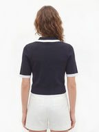 Contrast Trim Stretch Knit Cardigan