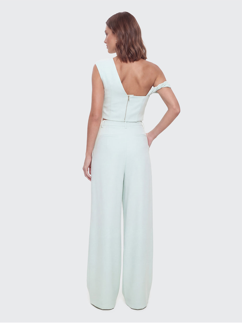 One Shoulder Crop Top Pant Set