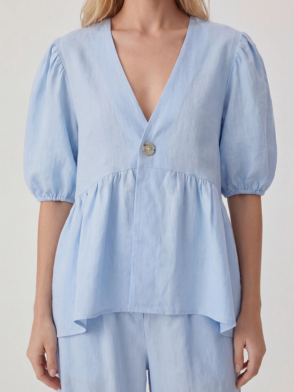 Cotton Peplum Top & Wide Leg Pants Co-ord Set