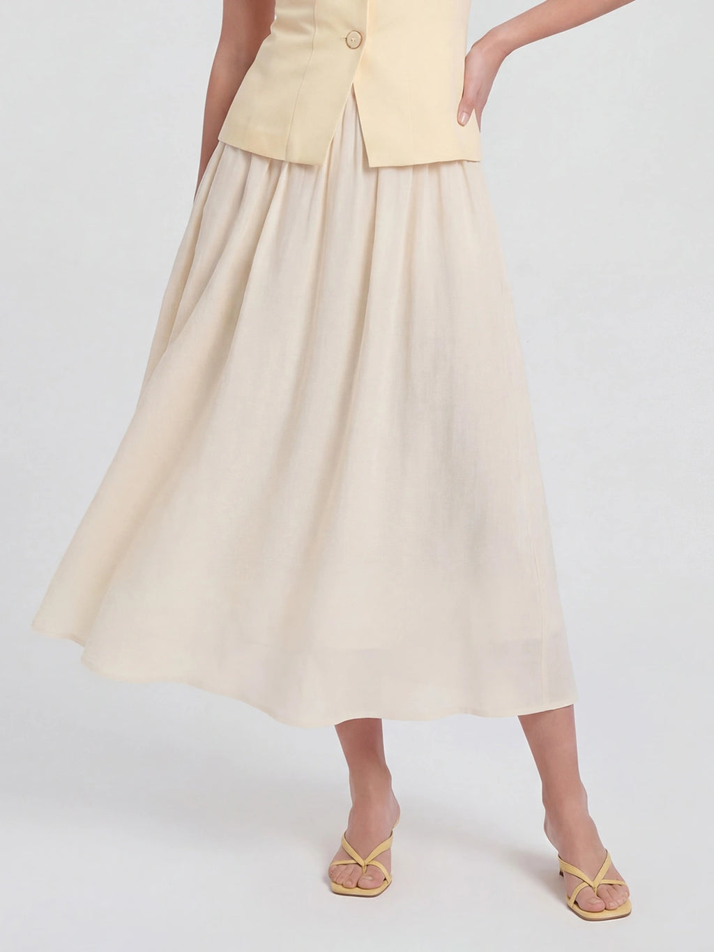 Square Neck Patchwork Midi Dress