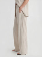 Notched Lapel Wide Leg Pant Set