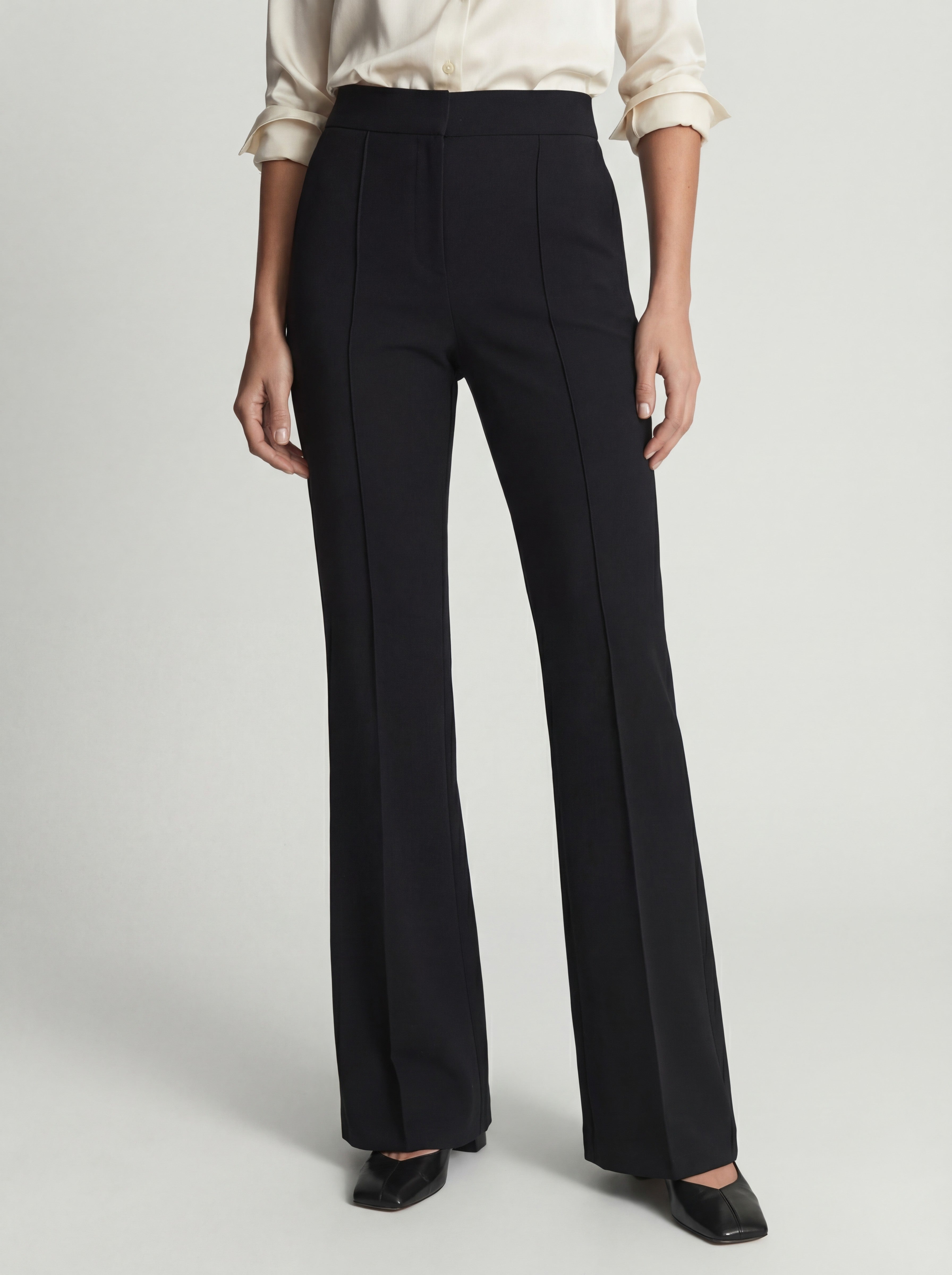 High-waisted pleated straight-leg pants